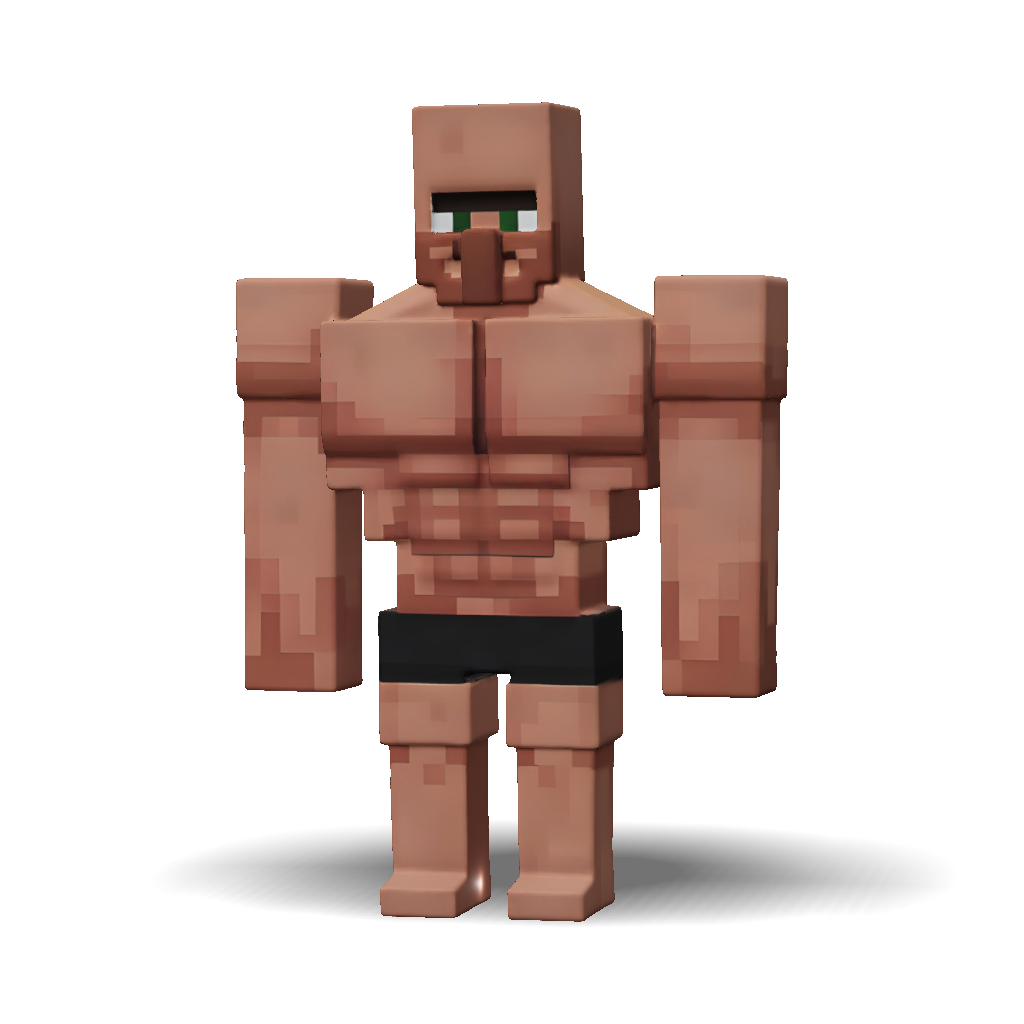 3D Model: muscular voxel humanoid character with brown skin tones and ...