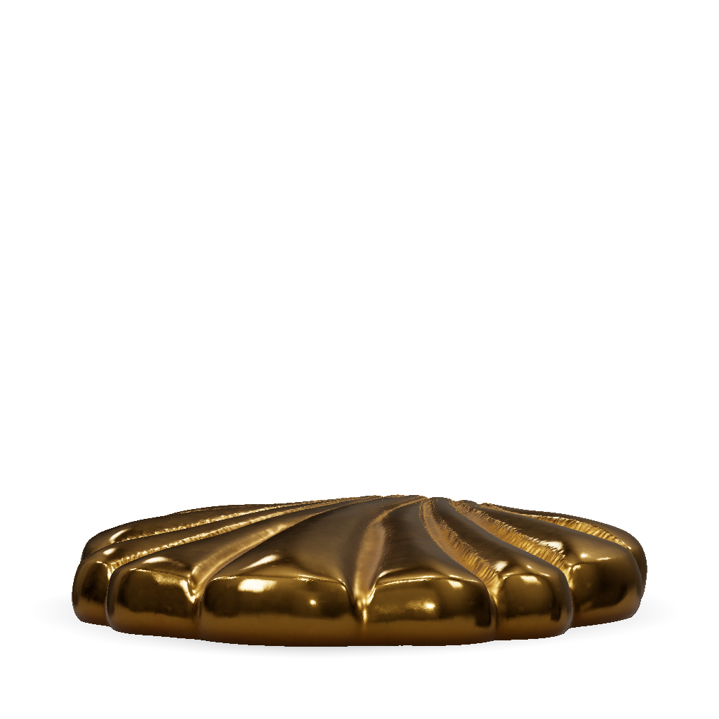 With Metallic Shell 3D Model: golden ribbed shell like decorative prop with smooth metallic ...