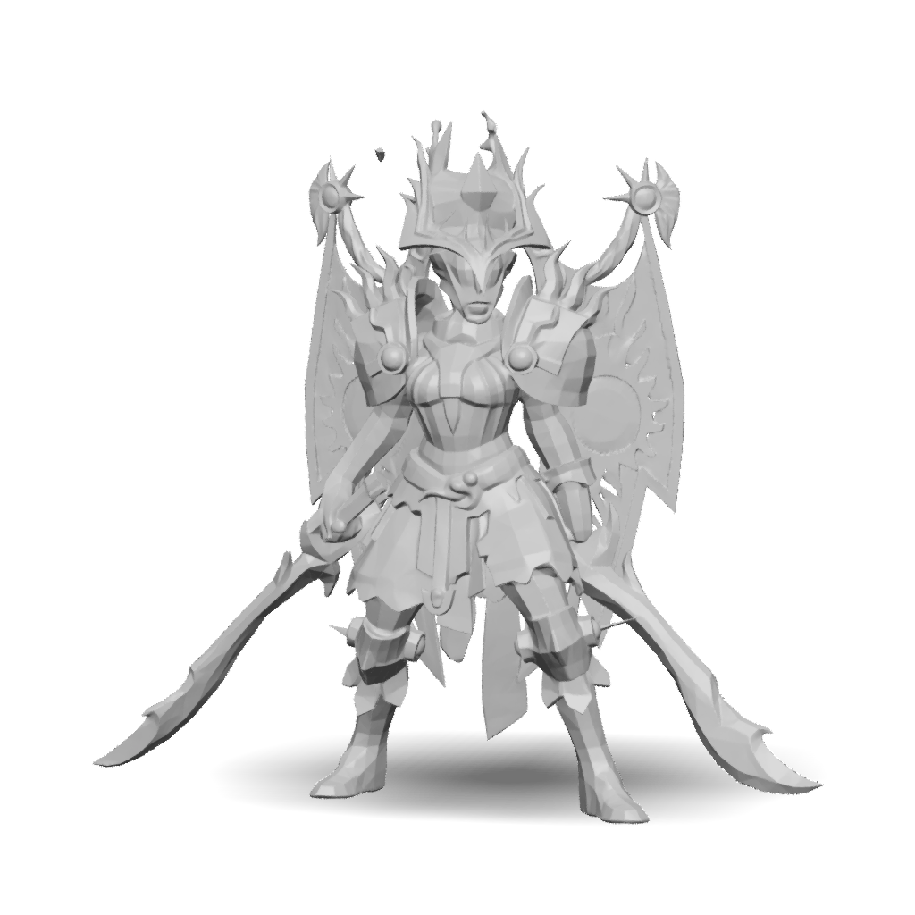 3D Model: Fiery Armored Warrior With Glowing Gold Trim And Curved ...