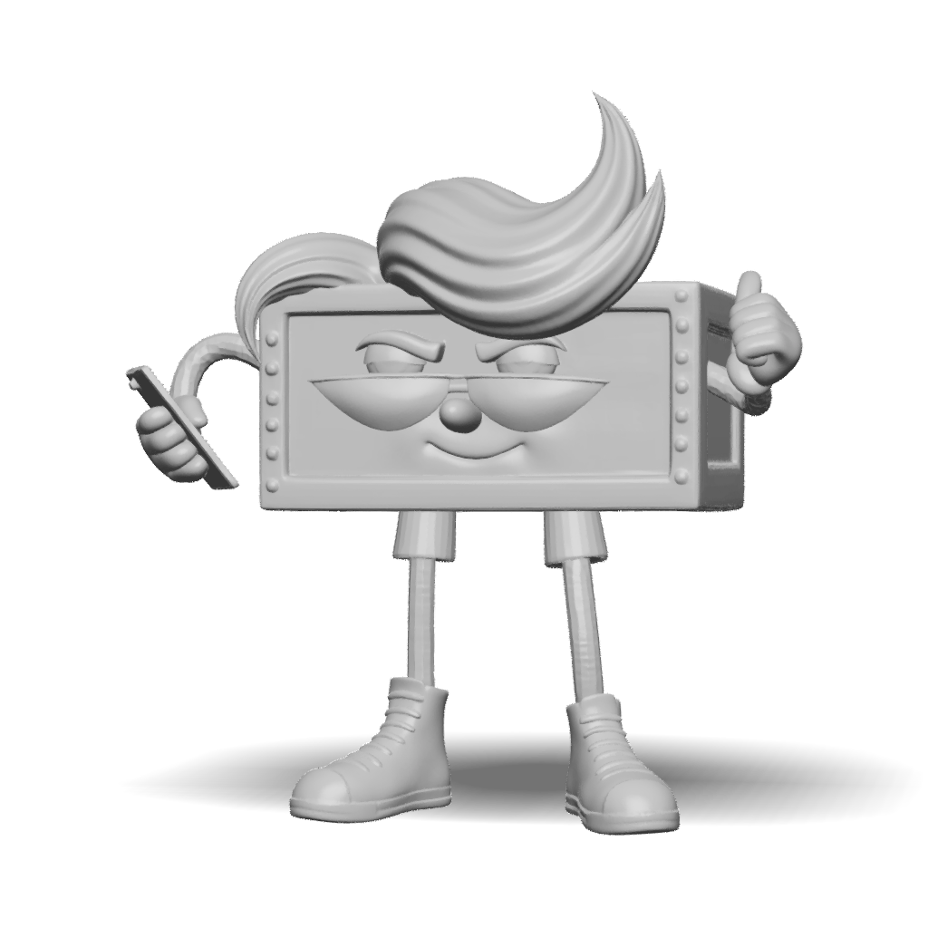 3D Model: red rectangular cartoon character with sunglasses limbs and ...