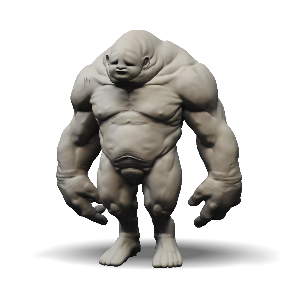 Exaggerated Skin 3D Model: muscular humanoid creature with gray stone like skin and ...