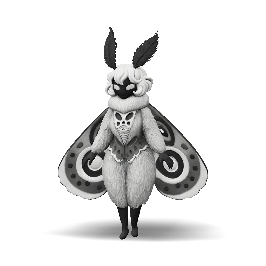 3D Model: Moth rabbit creature with furry body and ornate butterfly ...