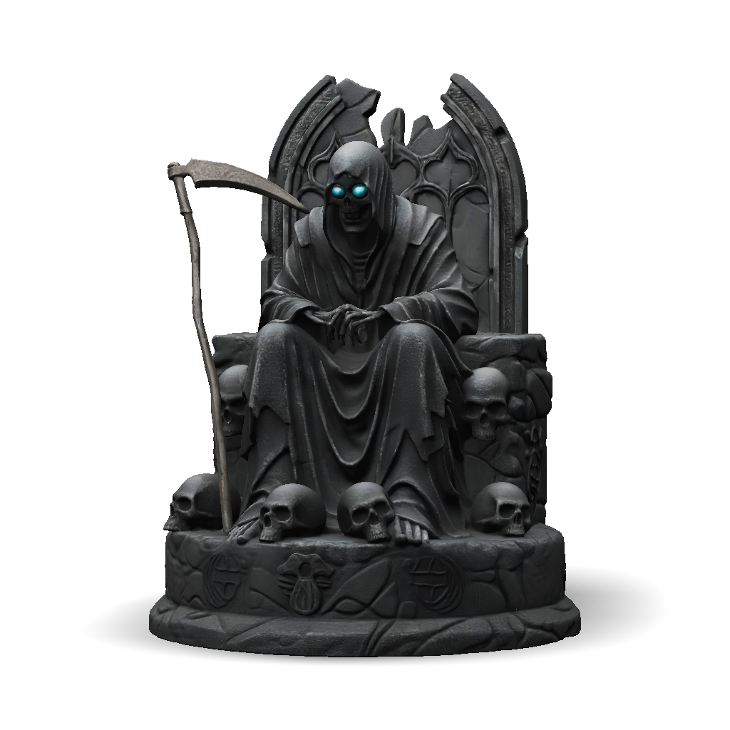 Grim Reaper 3D Model, Download Free Grim Reaper Statue Seated On Throne ...