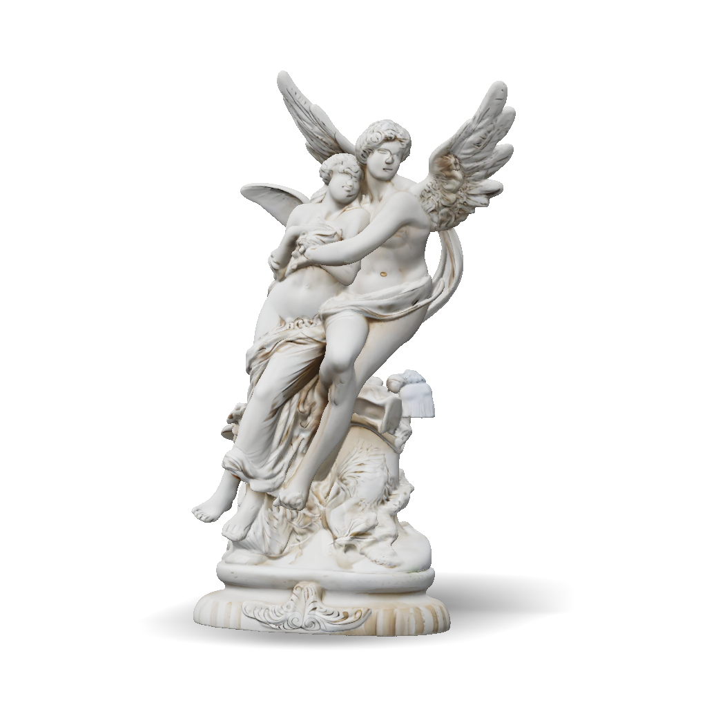 3D Model: white marble angel statue with wings carved in classical ...