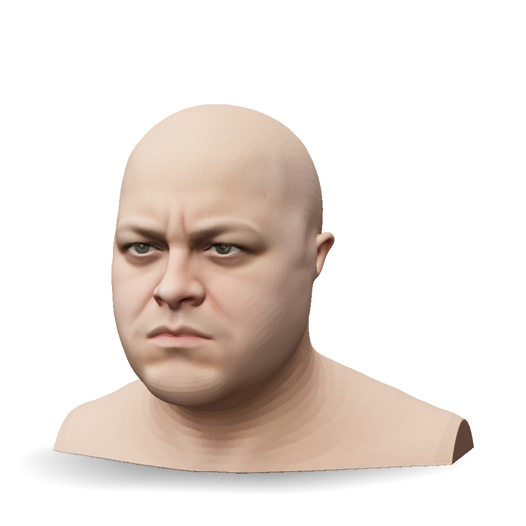 3D Model: bald head with neutral skin tone
