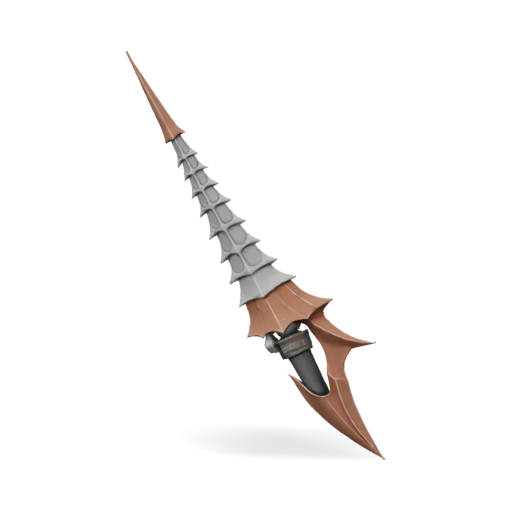 3D Model: fantasy dagger with red blade segmented silver spine red ...