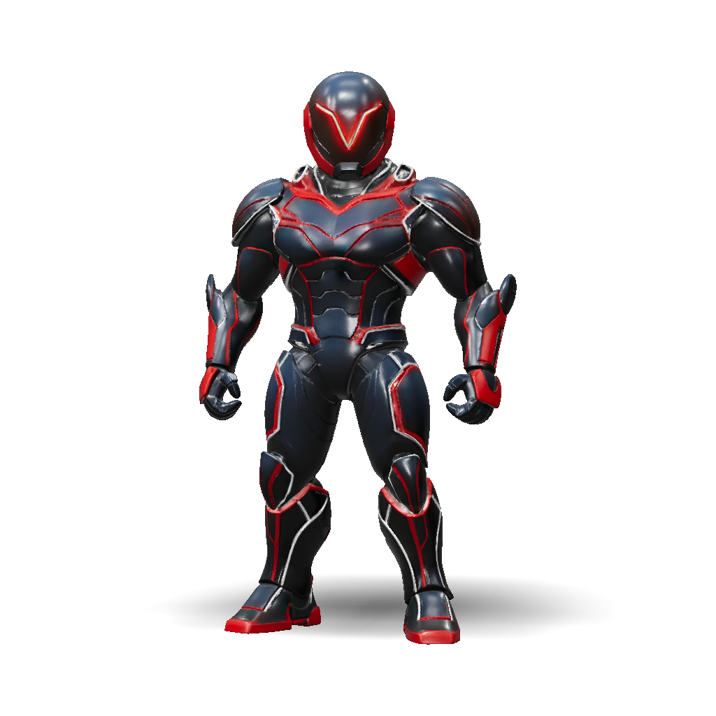 Red Exoskeleton 3D Model: sci fi armored exoskeleton suit with red accents