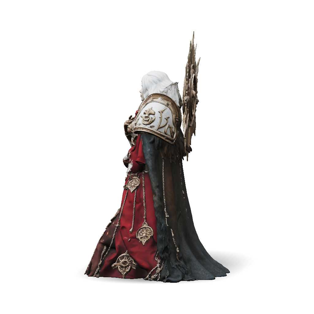 3D Model: ornate medieval knight armor with red cloak and sunburst ...