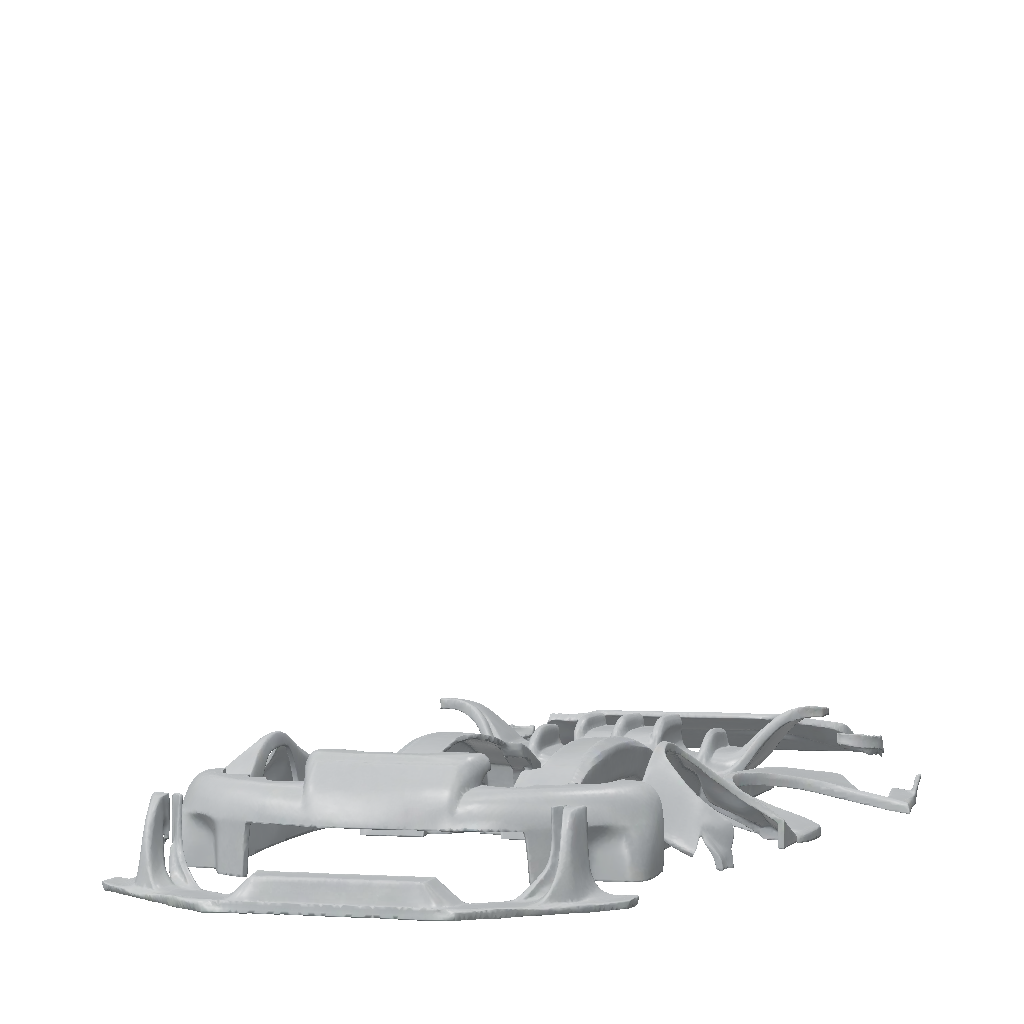 3D Model: car bumper parts set gray plastic modular body kit components