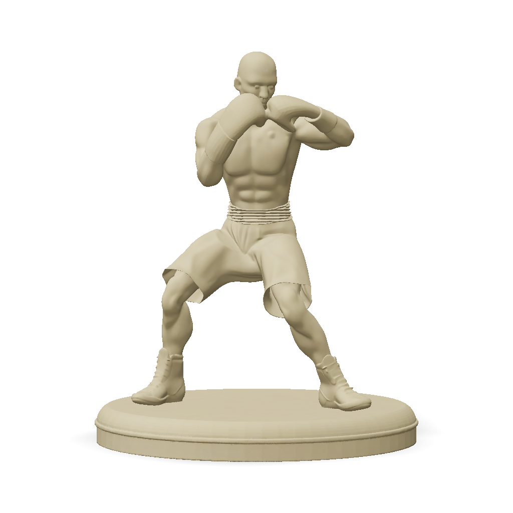 3D Model: golden boxing statue with circular base metallic surface ...