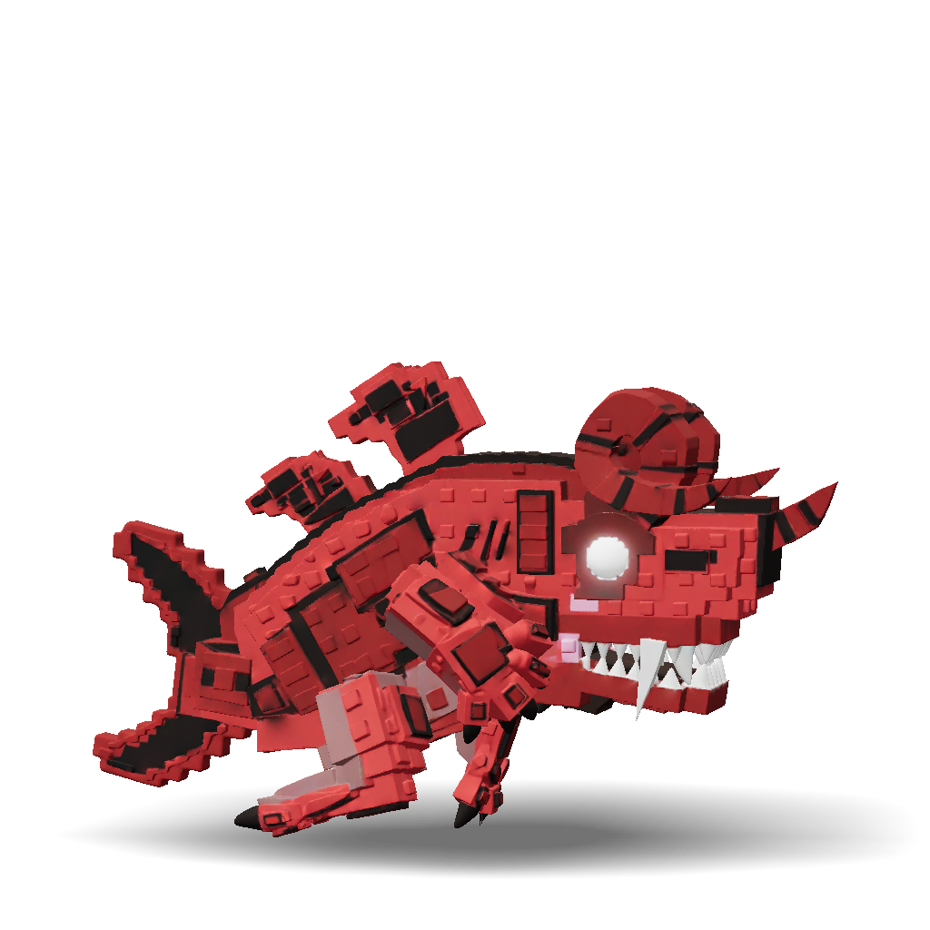 3D Model: red voxel dragon composed of interlocking bricks with blocky ...