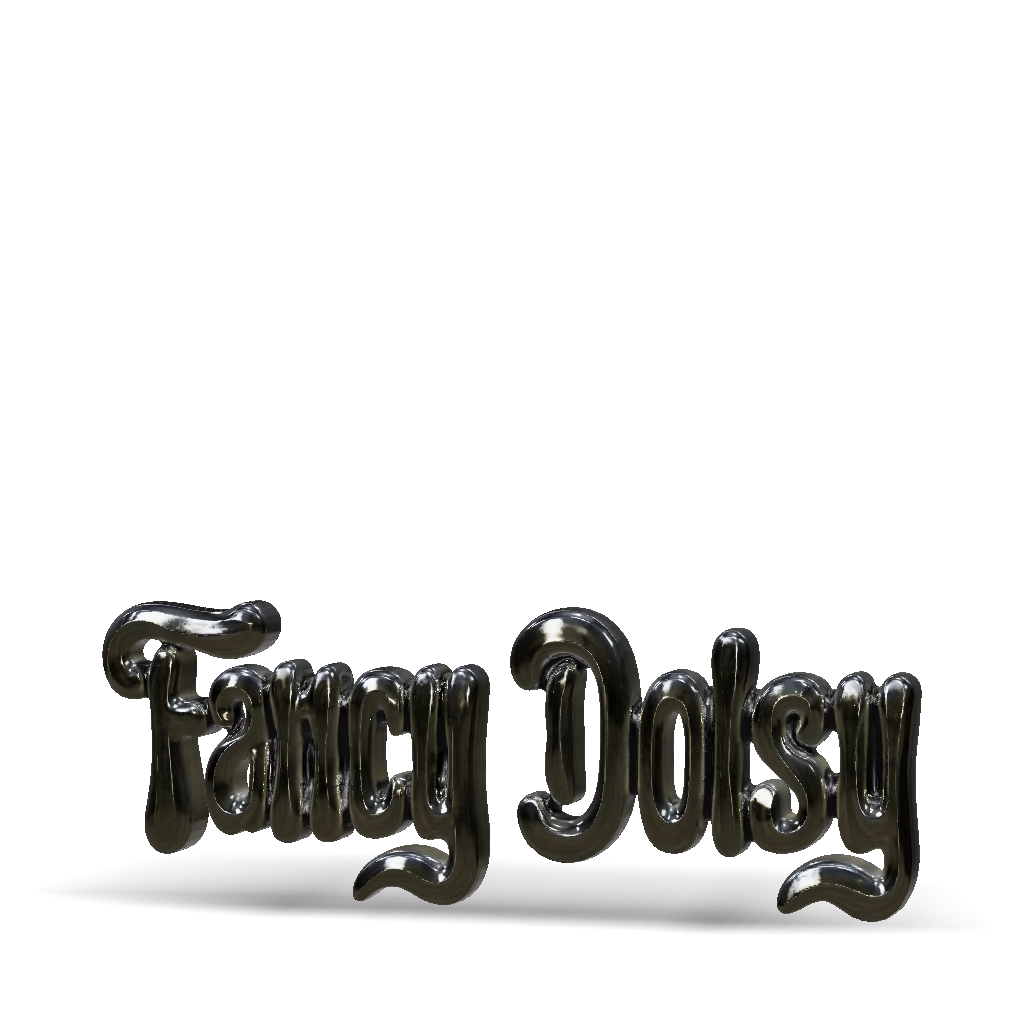 3D Model: metallic script text sculpture with chrome surface on black ...