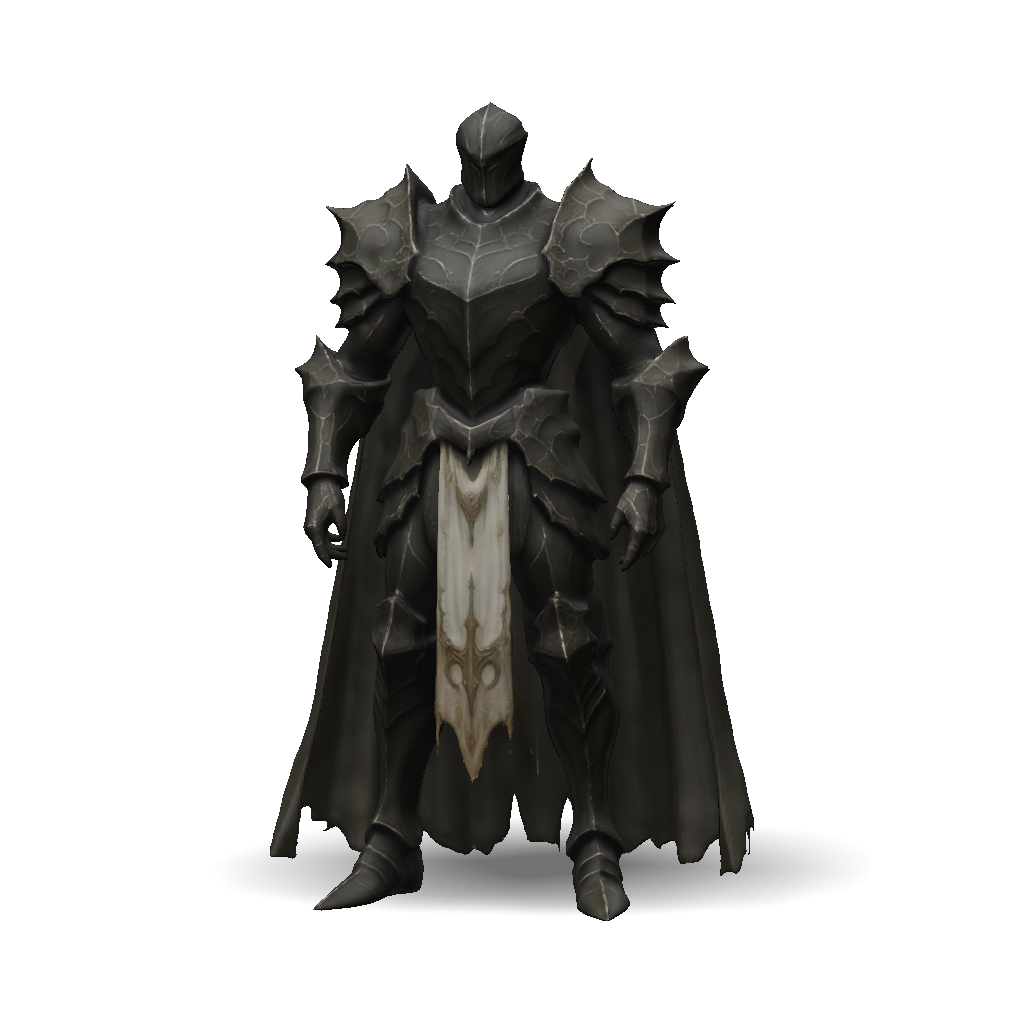 3D Model: dark armored knight with jagged plate armor cape and ...