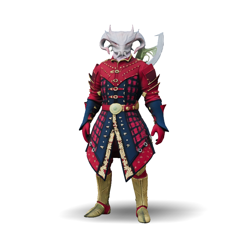 3D Model: fantasy armored warrior with red and black ornate armor and ...