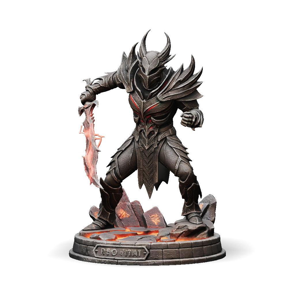 3D Model: armored knight character with jagged dark metal armor glowing ...