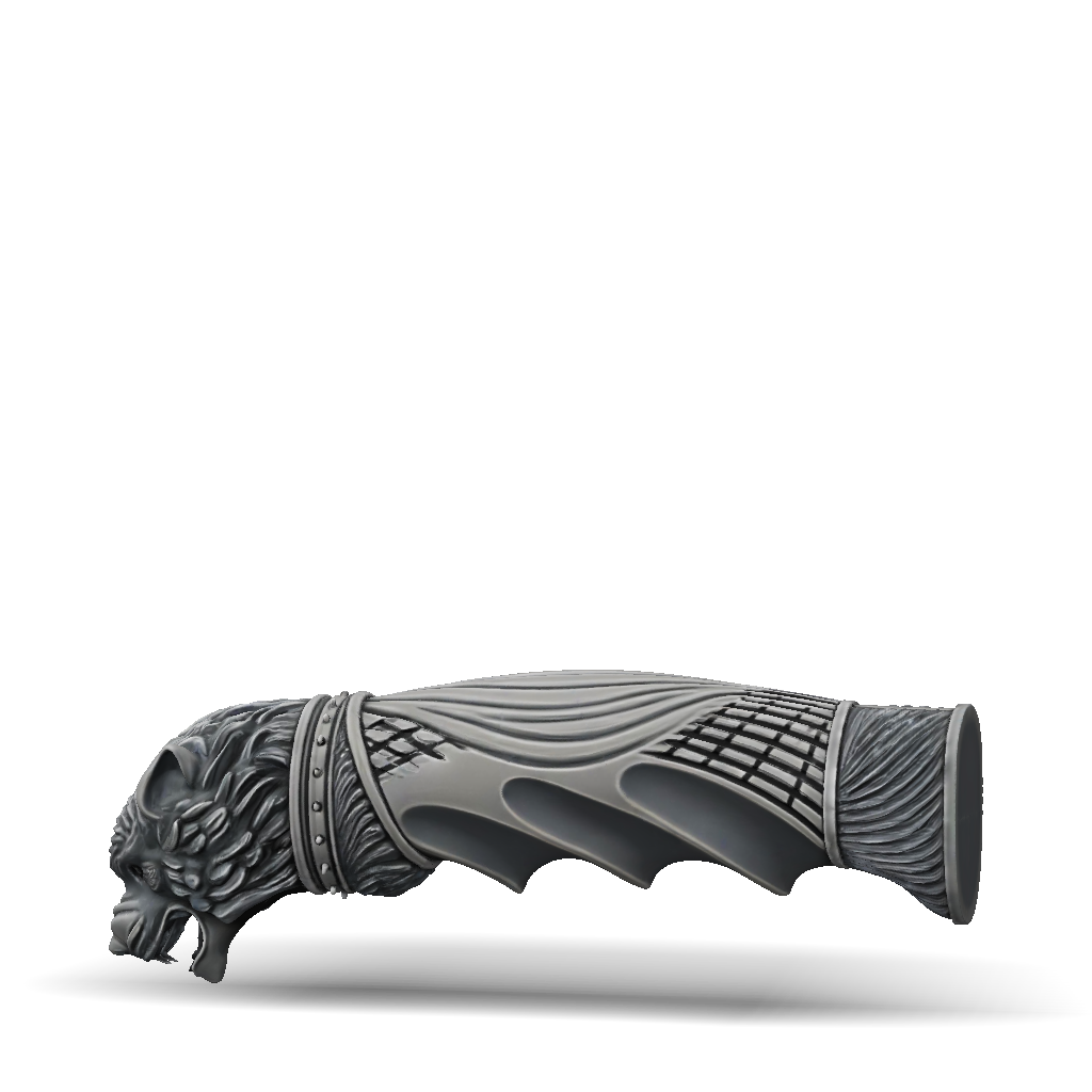 3D Model: dragon head dagger with ornate curved blade and dark metallic ...