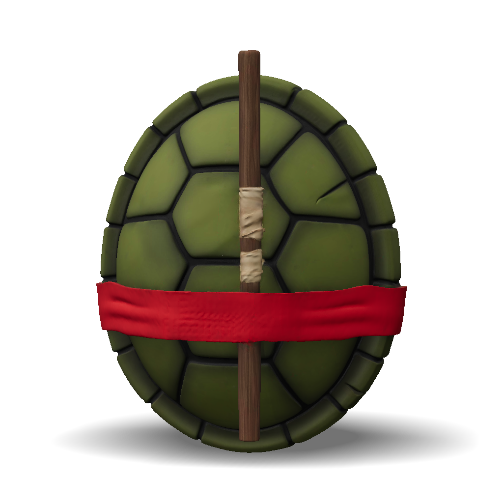 3D Model: Oval Turtle Shell Prop With Red Band And Wooden Staff Green ...