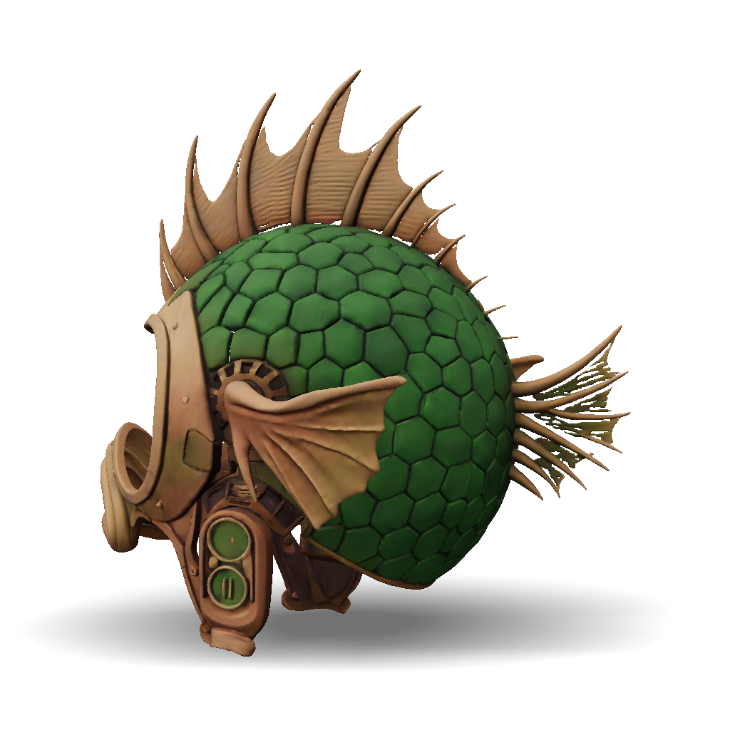 3D Model: fish scale armored helmet with bronze fittings fantasy ...