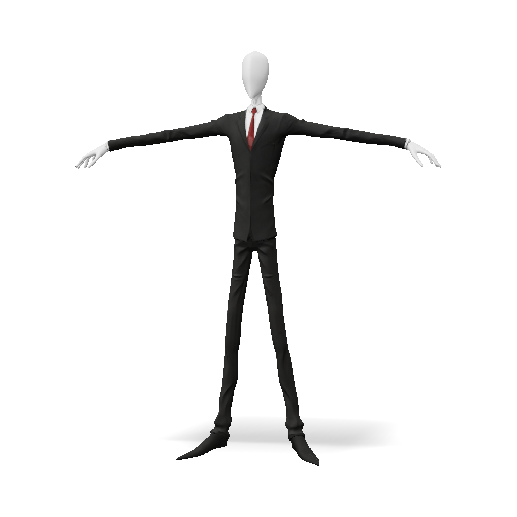 3D Model: slender humanoid figure in a black suit with red tie and ...