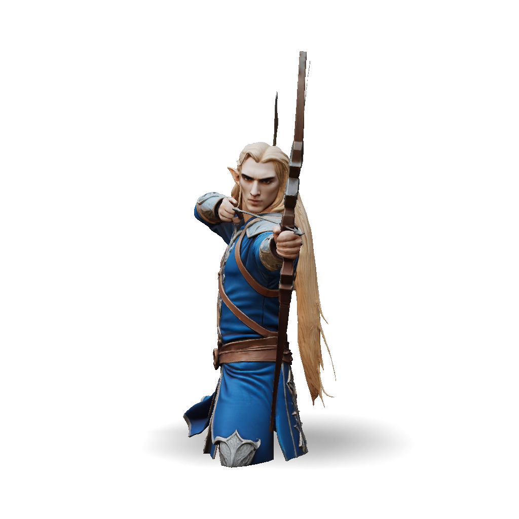 3D Model: elf archer with bow in blue outfit leather armor fantasy ...