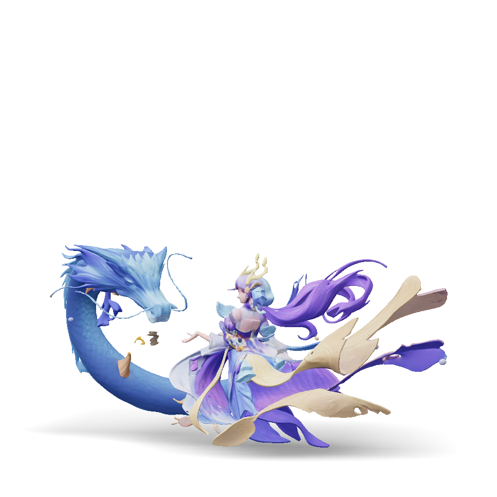 3D Model: purple and gold flowing robes fantasy character with antler ...