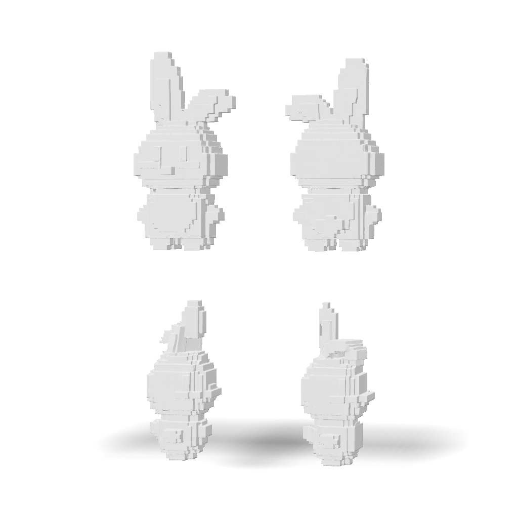 3D Model: pink bunny character with multiple views rendered in pixel ...