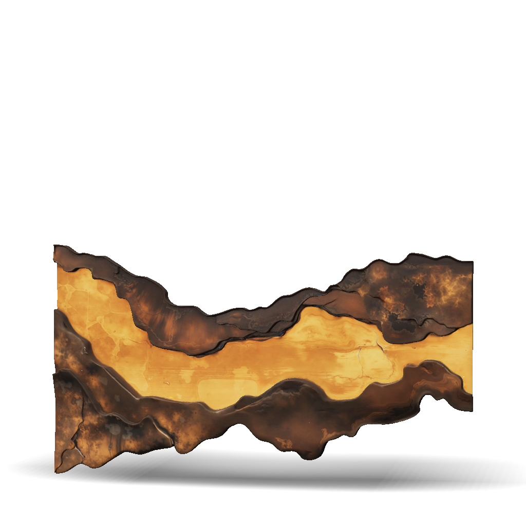 3D Model: rock wall with a glowing orange lava channel and rugged ...