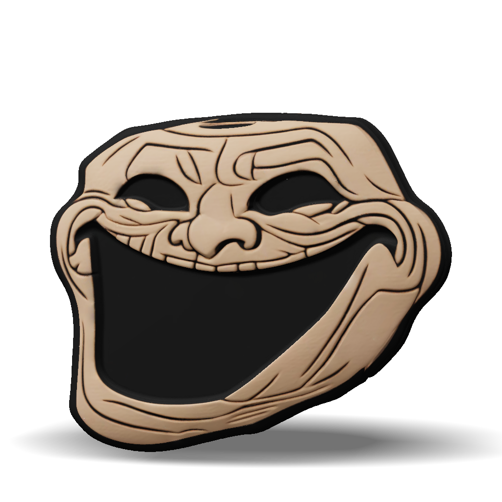Stone Mask Smiling 3D Model: smiling rock with carved facial features and brown stone texture