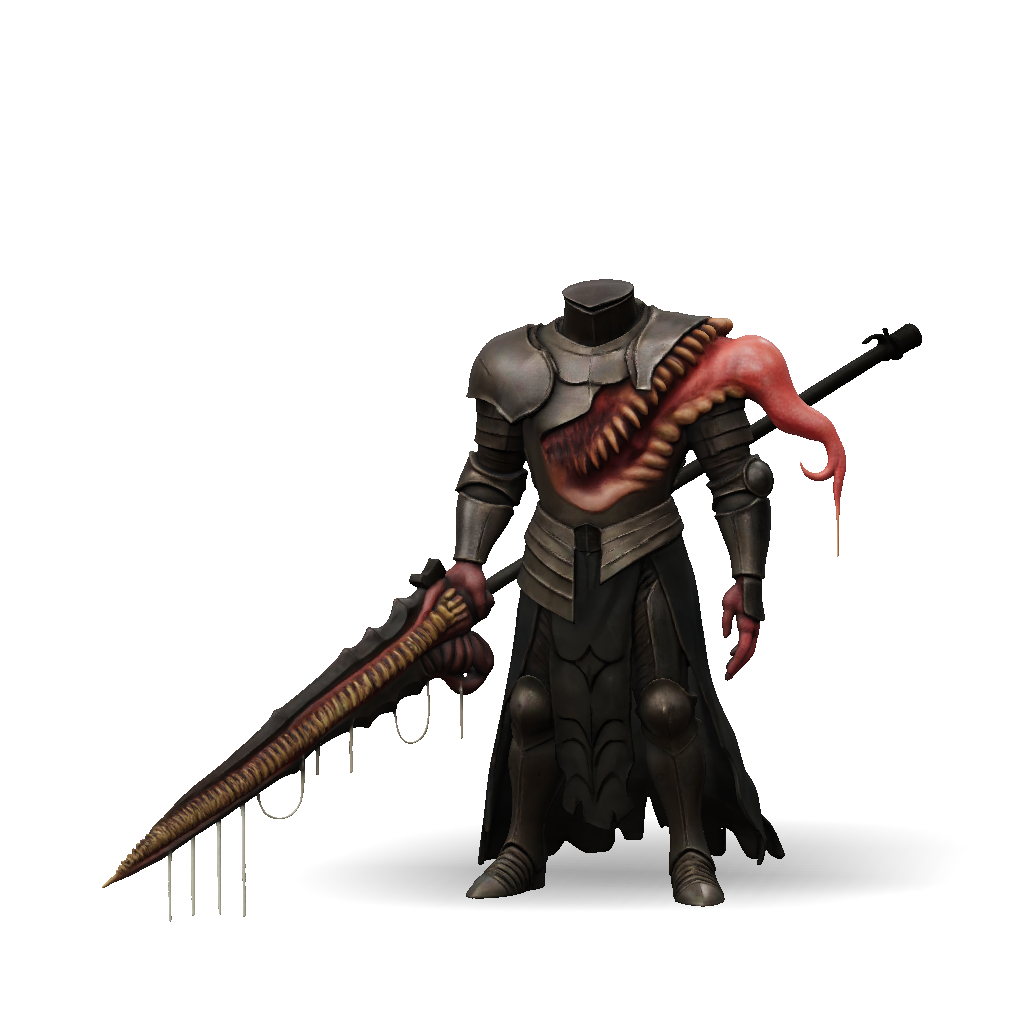 3D Model: armored knight wielding a jagged serrated sword with a ...