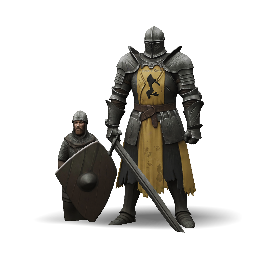3D Model: medieval knight in full plate armor with yellow surcoat and ...
