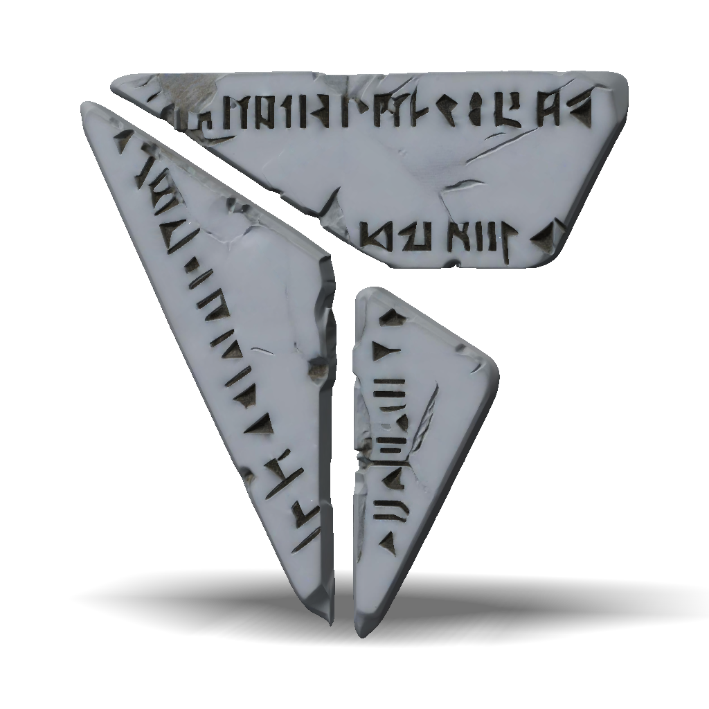 3D Model: stone rune tablet with etched angular runes and rough ...