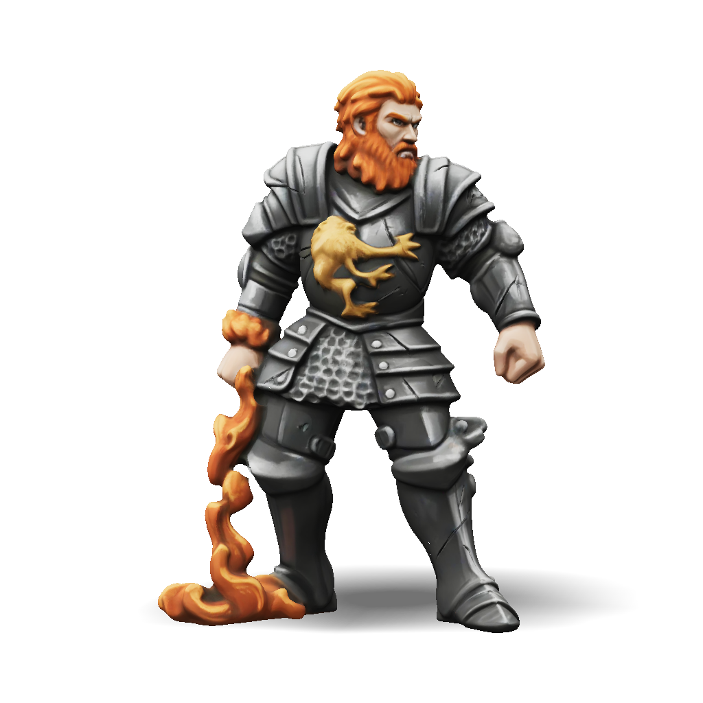 3D Model: fantasy knight in metal armor with lava like extension orange ...