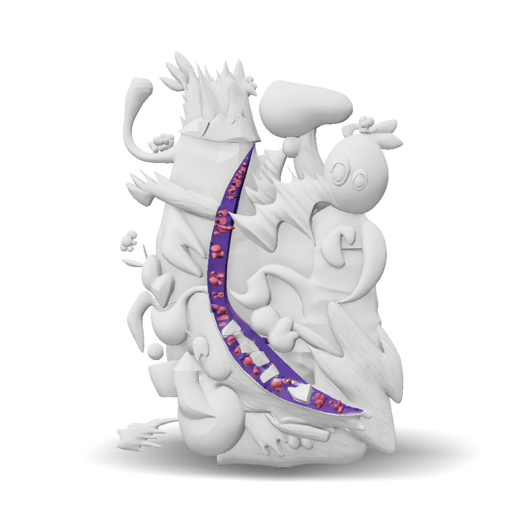 3D Model: dragon with elongated body wings purple spiked spine and pink ...