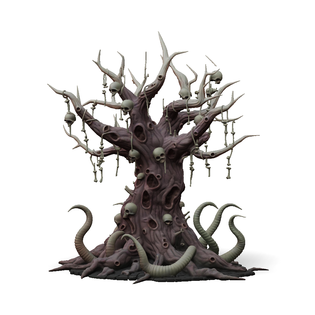 3D Model: Corrupted demonic tree terrain in dark fantasy body horror ...