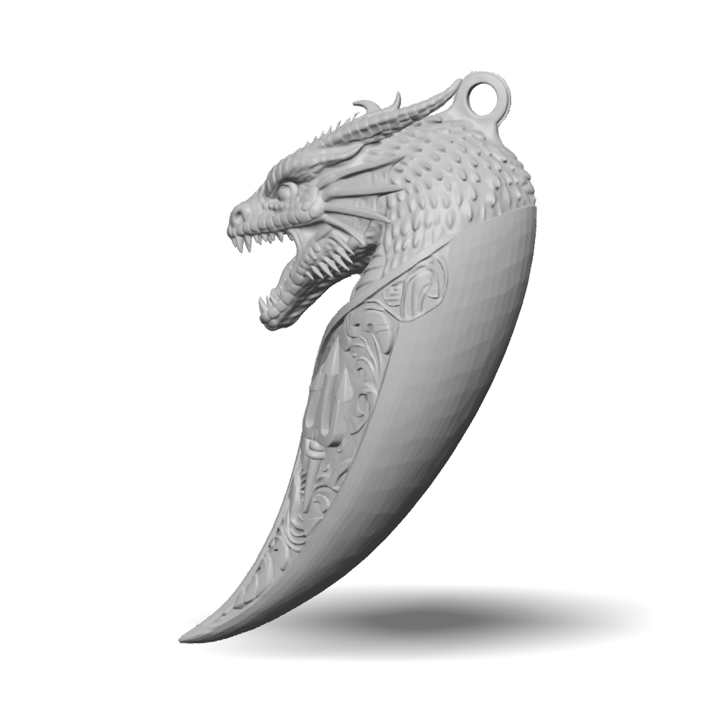 3D Model: dragon headed dagger with ornate engravings polished gold ...