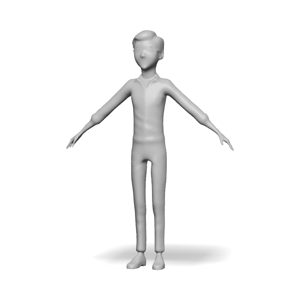 3D Model: full body humanoid character with neutral pose gray shirt ...