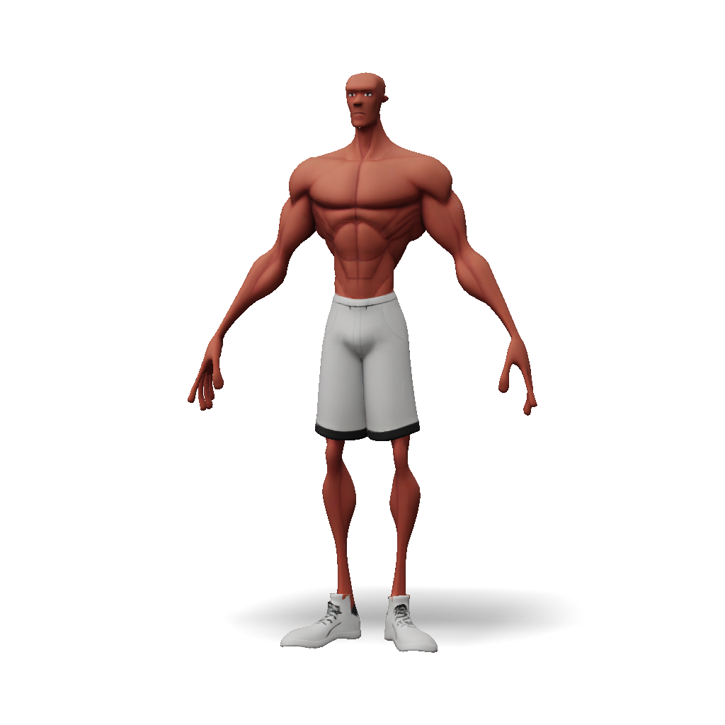 3D Model: muscular humanoid figure with athletic build in shorts and ...