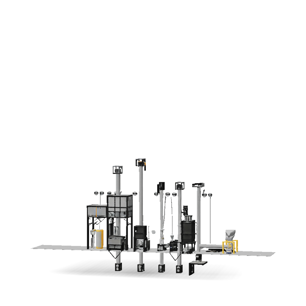 3D Model: industrial machine system illustration showing front and top ...