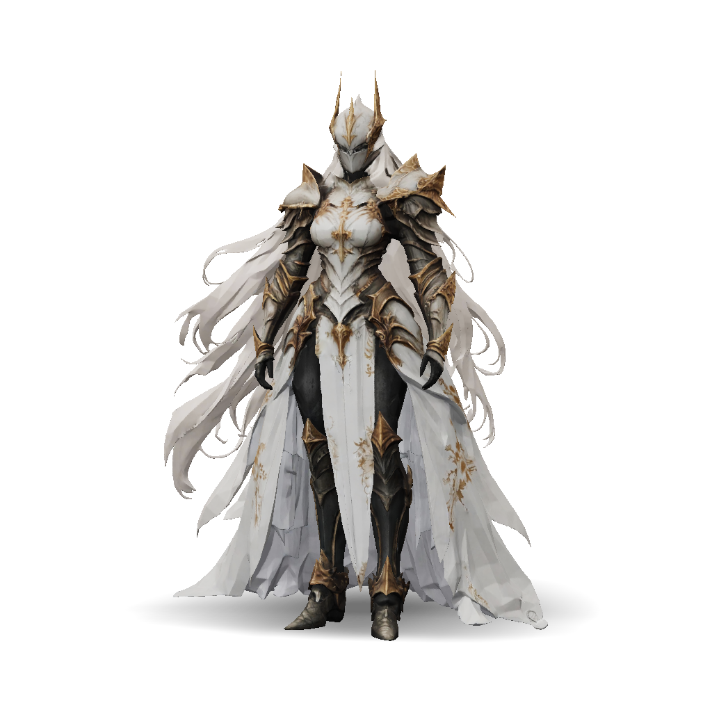 3D Model: Ornate White And Gold Armored Knight With Long Flowing Cape ...