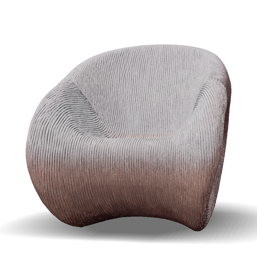 3D Model: metallic ribbed chair with curved continuous ridges in silver ...