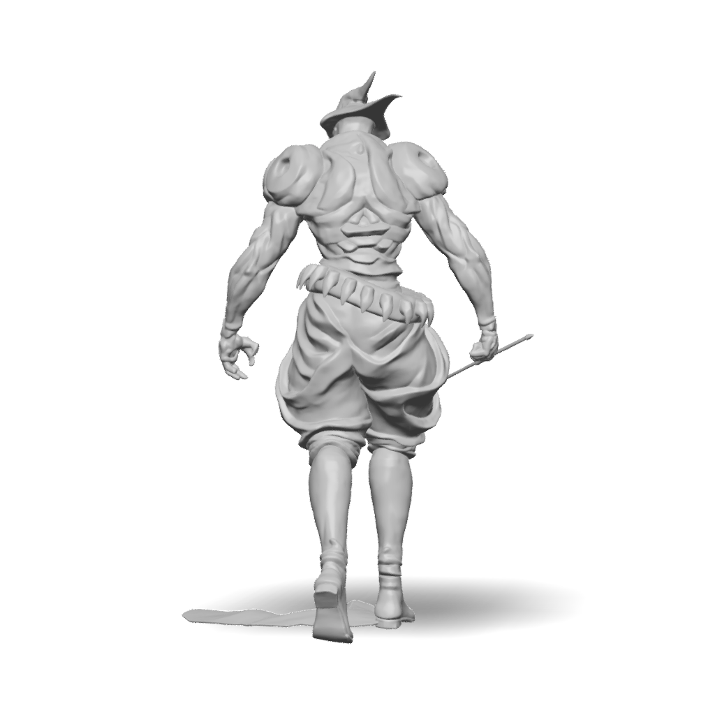 3D Model: dark armored knight with horned helmet in heavy plate armor ...