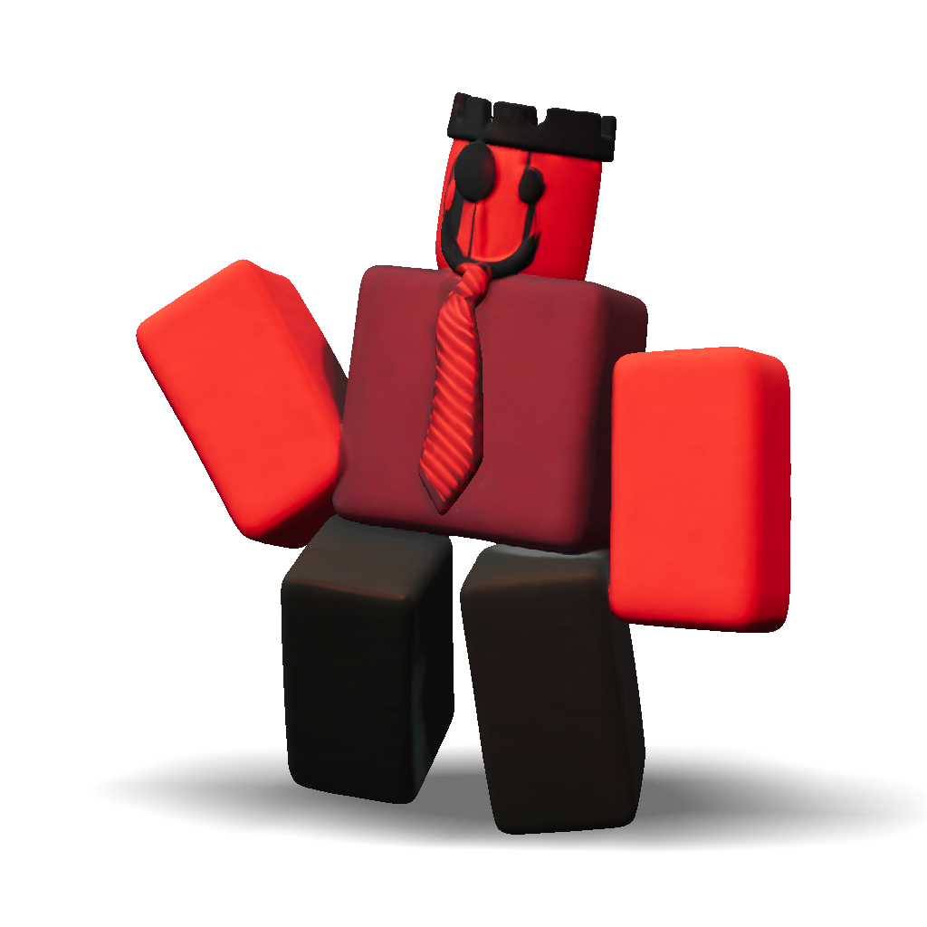 3D Model: red blocky humanoid figure with tie stylized character