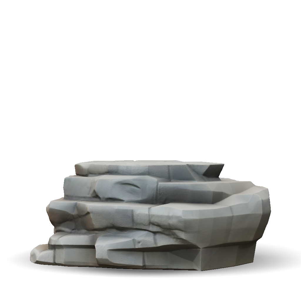 3D Model: rock formation with layered stone texture and rugged surface