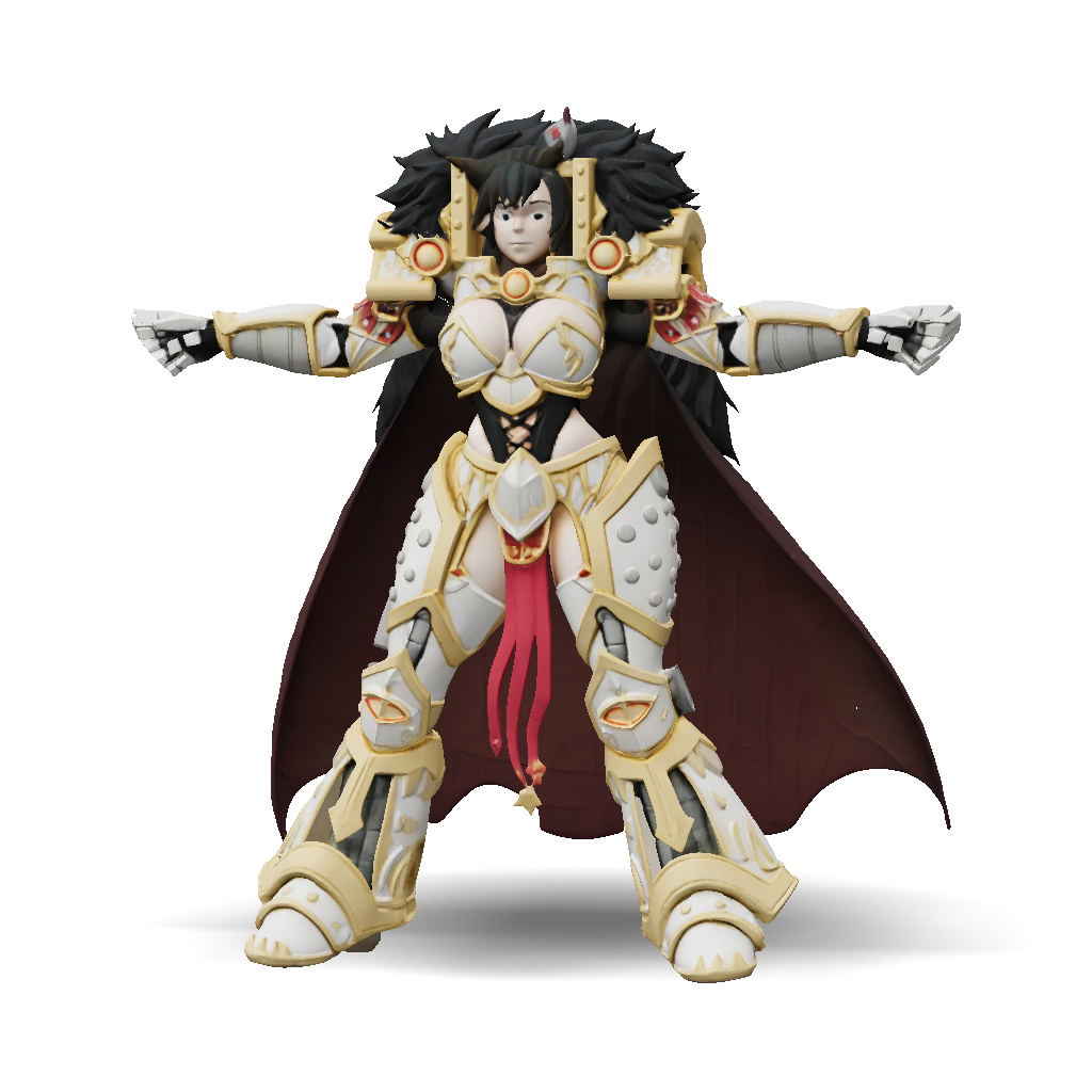3D Model: armored fantasy warrior figure with gold plating cape white ...