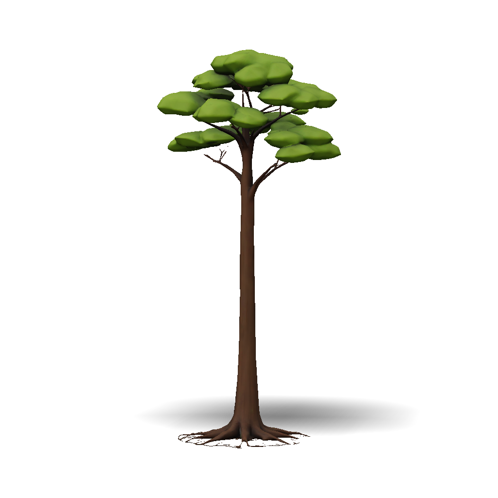 3D Model: low poly tree with green foliage and brown trunk