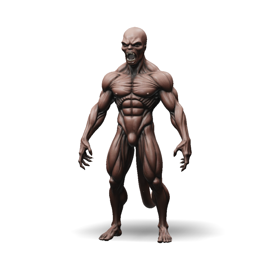 3D Model: demon like creature with elongated sinewy limbs and tail ...