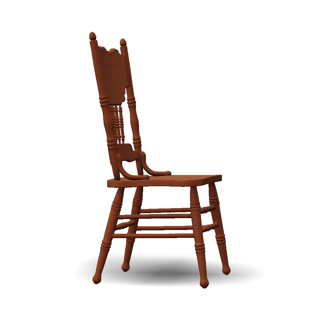3D Model: wooden chair with spindle back and splayed legs brown wood ...