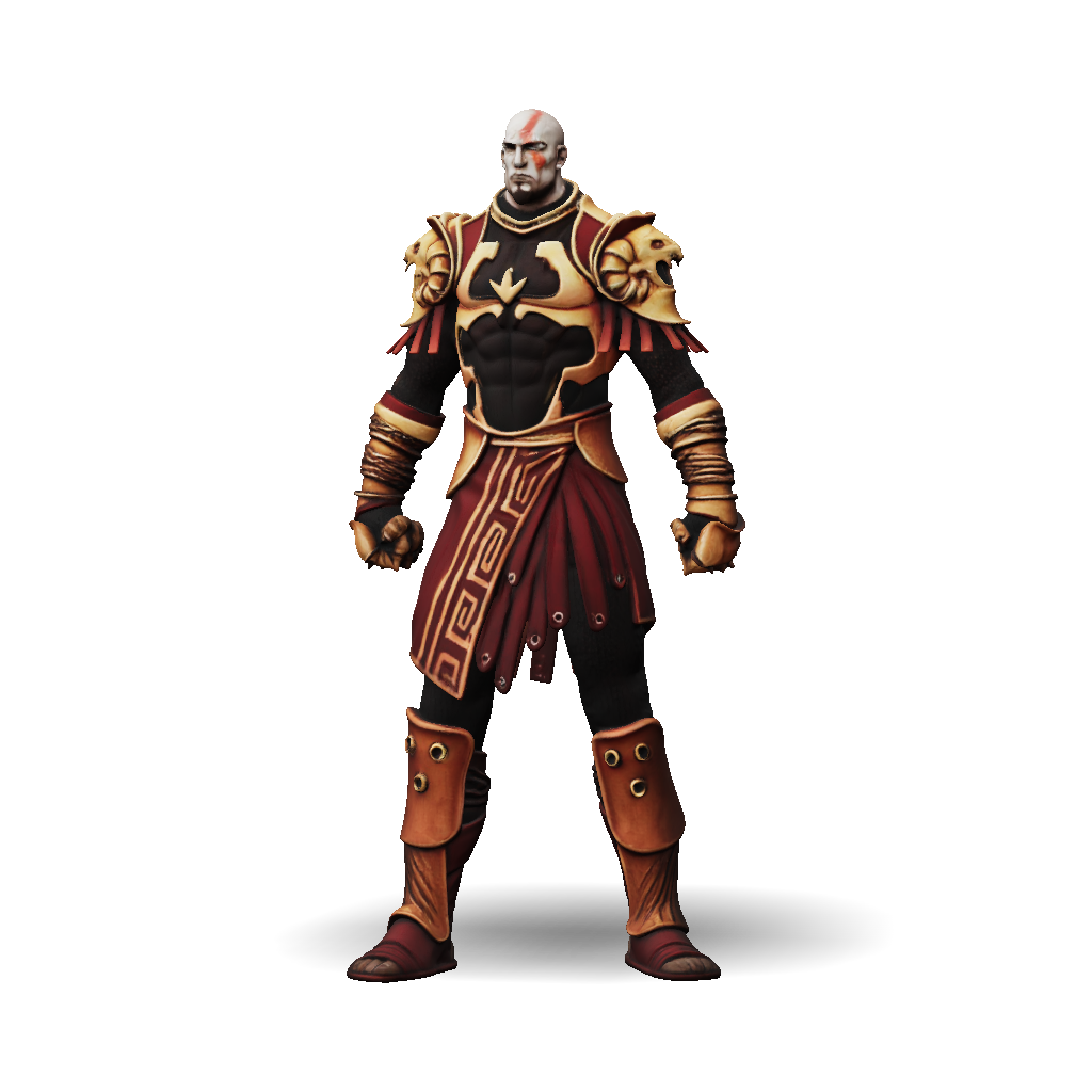 3D Model: fantasy knight armored warrior in ornate red gold plate armor ...