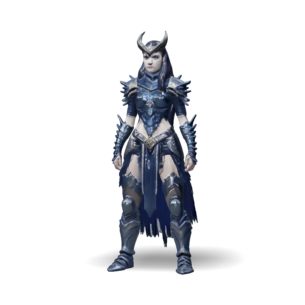3D Model: female fantasy armored warrior in dark metallic armor with ...