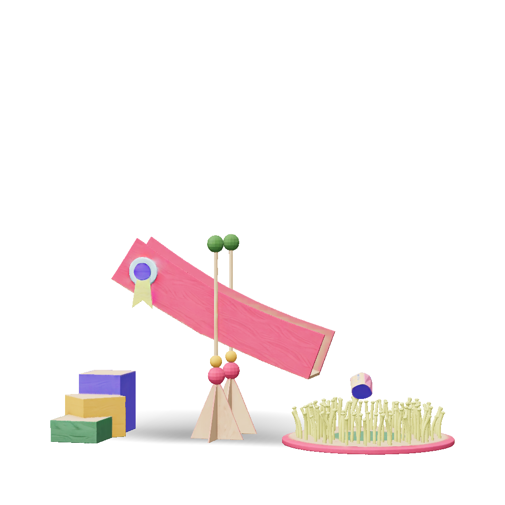 Pink Ramp Model 3D Model: Pink Curved Wooden Ramp With Hanging Beads Colorful Blocks ...
